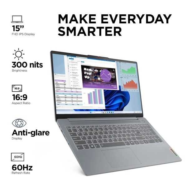 Lenovo Slim 3 - Intel Core i3 12th Gen - (512GB – 8GB RAM) – Grey - Image 2