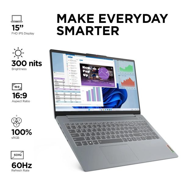 Lenovo Slim 3 - Intel Core i5 12th Gen - (512GB – 16GB RAM) – Grey - Image 6